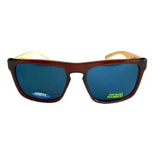 Unisex Wayfarer Style Frame with Bamboo Finished Temples Polarized Lens Sunglass